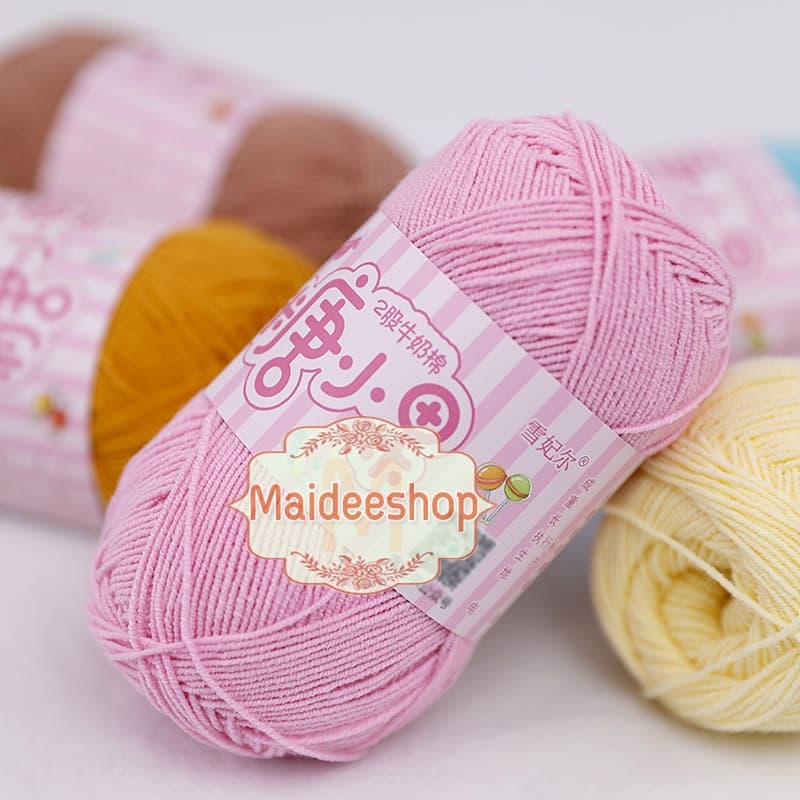 ไหมพรมคอตตอน+อะคริลิค 2Ply เกรดพรีเมี่ยม ไหมพรมเส้นเล็ก 1.3-1.5 mm. น้ำหนัก 40กรัม ไหมมีความนิ่ม นุ่ม ไม่ขึ้นขนค่ะ รูปที่ 7