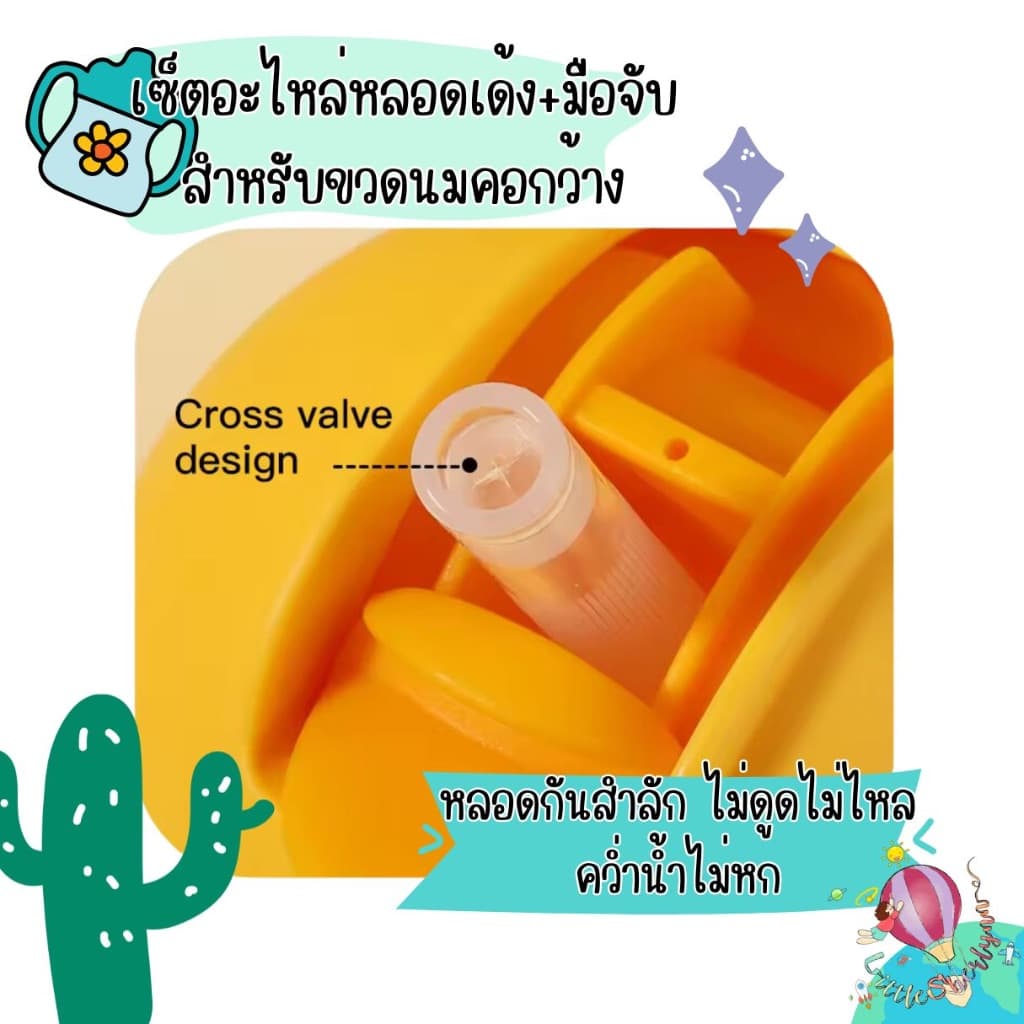 อะไหล่ชุดหลอดเด้ง พร้อมมือจับ ใช้กับขวดนมคอกว้างพีเจ้น หลอดซิลิโคนfood grade หลอดกันสำลัก เปลี่ยนขวดนมเป็นขวดหัดดูด รูปที่ 5