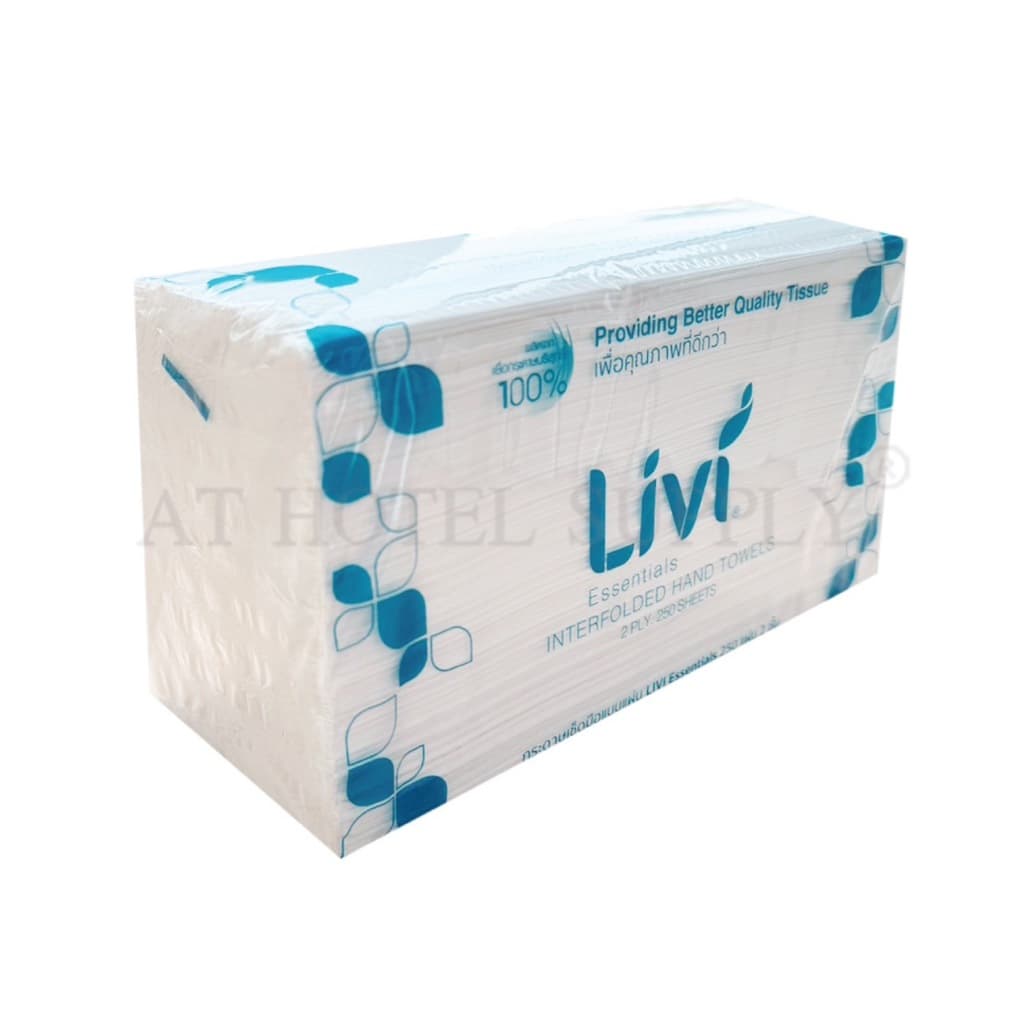 Livi กระดาษเช็ดมือ หนา 2 ชั้น บรรจุ 250 แผ่น, จำนวน 3 ห่อ ผลิตจากเยื่อกระดาษบริสุทธิ์ 100% รูปที่ 4