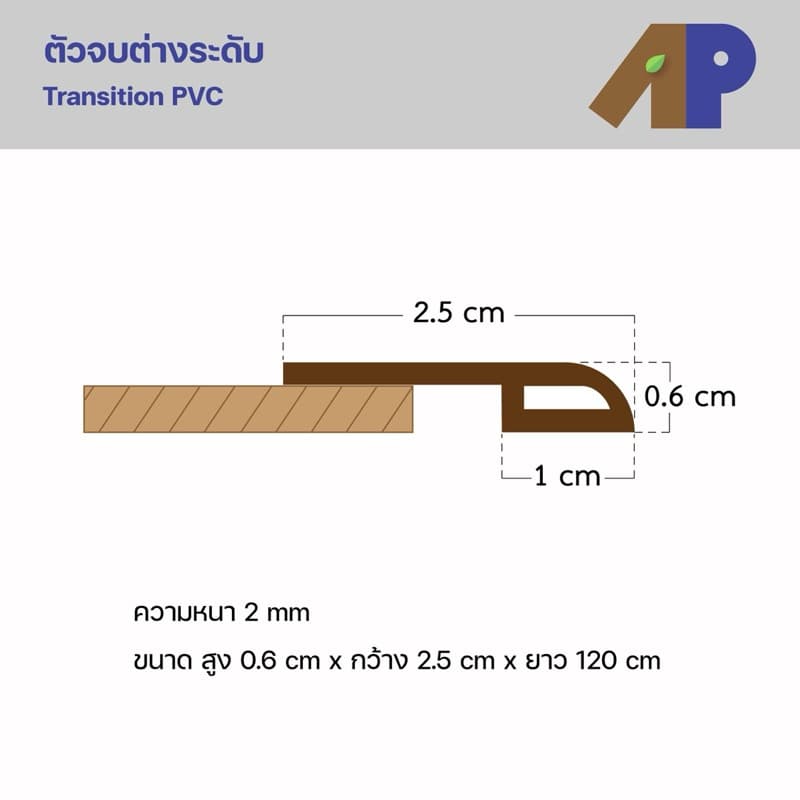 ตัวจบต่างระดับ ผลิตมาจากวัสดุ PVC ปิดผิวลายไม้ สำหรับพื้นไม้ SPC รูปที่ 3