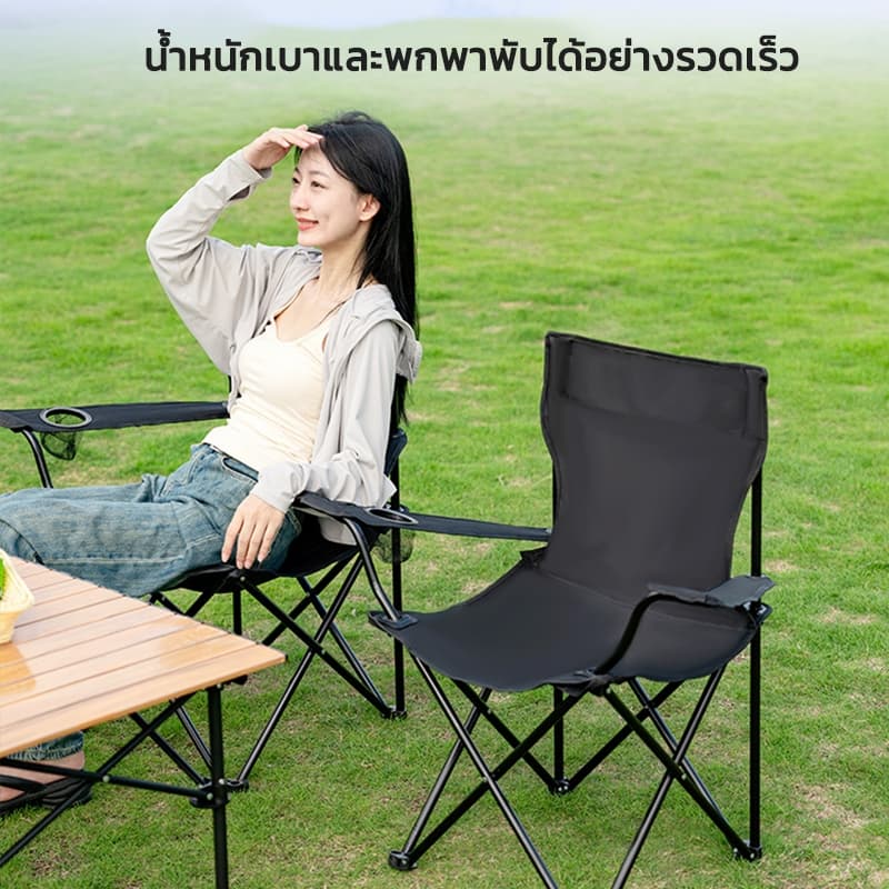 เก้าอี้แคมป์ปิ้ง เก้าอี้พับ ขนาดใหญ่ เก้าอี้ปิคนิค นั่งตกปลา แข็งแรงรับประกัน มีกระเป๋าหูหิ้ว จากไทย รูปที่ 3
