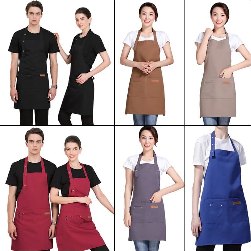 ผ้ากันเปื้อนผ้าใบกันน้ำ ร้านกาแฟทำงานช่างทำผม ผ้ากันเปื้อนครัวทำอาหาร ผ้ากันเปื้อนบาร์บีคิวสำหรับผู้ชายและผู้หญิง รูปที่ 2