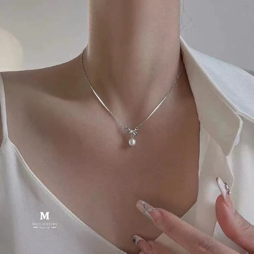 MEET French Pearl ไข่มุกสีขาว สร้อยคอเงิน925 สร้อยไข่มุก จี้ไข่มุก สร้อยคอเพชร สร้อยแฟชั่น รูปที่ 8