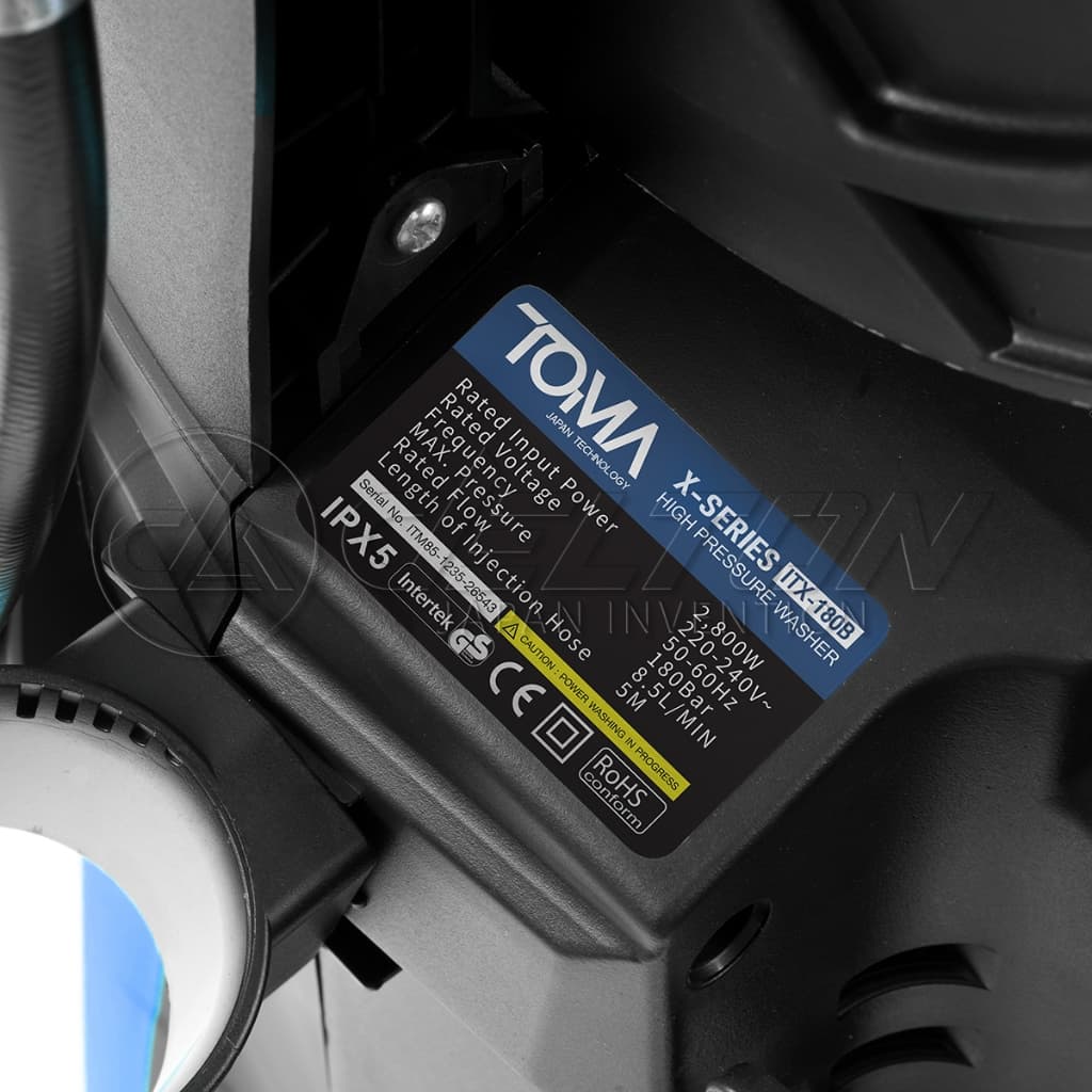 TOMA JAPAN เครื่องฉีดน้ำแรงดันสูง 180 บาร์ 2,800 วัตต์ X-SERIES ปรับแรงดันน้ำได้ ดูดน้ำได้ด้วยตัวเอง รุ่น ITX-180B รูปที่ 6