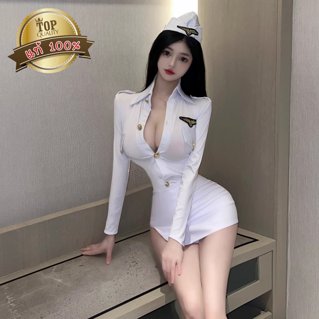 BIG SEXY ชุดคอสเพลย์ ชุดสาวแอร์โฮสเตส ชุดเซ็ท คอปกกระดุมทอง มีตราสัญญาณ S-858 รูปที่ 3