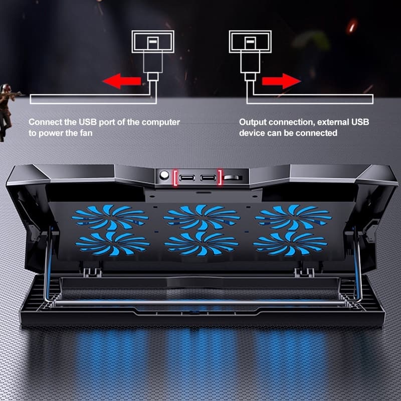 พัดลมโน๊ตบุ๊ค แท่นวางโน้ตบุ้คLaptop Cooling Pad 6LED รูปที่ 8