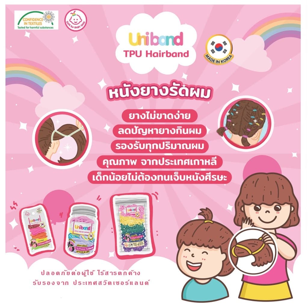 Uniband หนังยางรัดผม ไม่กินผม ไม่ดีดขาดง่าย TPU Mini Plus Size : Orange รูปที่ 3