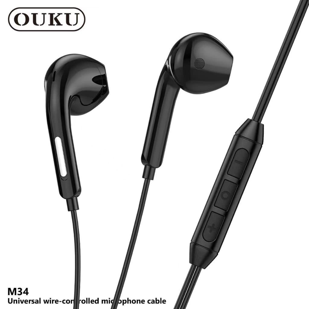 หูฟัง OUKU M34 หูฟังแบบมีสาย พร้อมไมค์ สำหรับ Aux 3.5mm.คุยโทรศัพท์ได้ ฟังเพลง คุณภาพเสียงดี รูปที่ 2