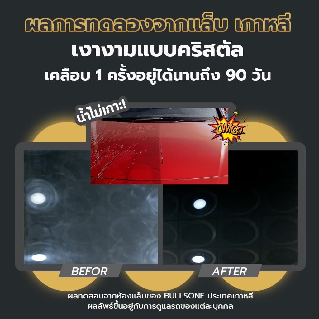 Bullsone Crystal Coat Plus 500ml เคลือบแก้วด้วยเทคโนโลยี D.C.C ใสขึ้น 30 % เงาฉ่ำเหมือนคริสตัล รูปที่ 6