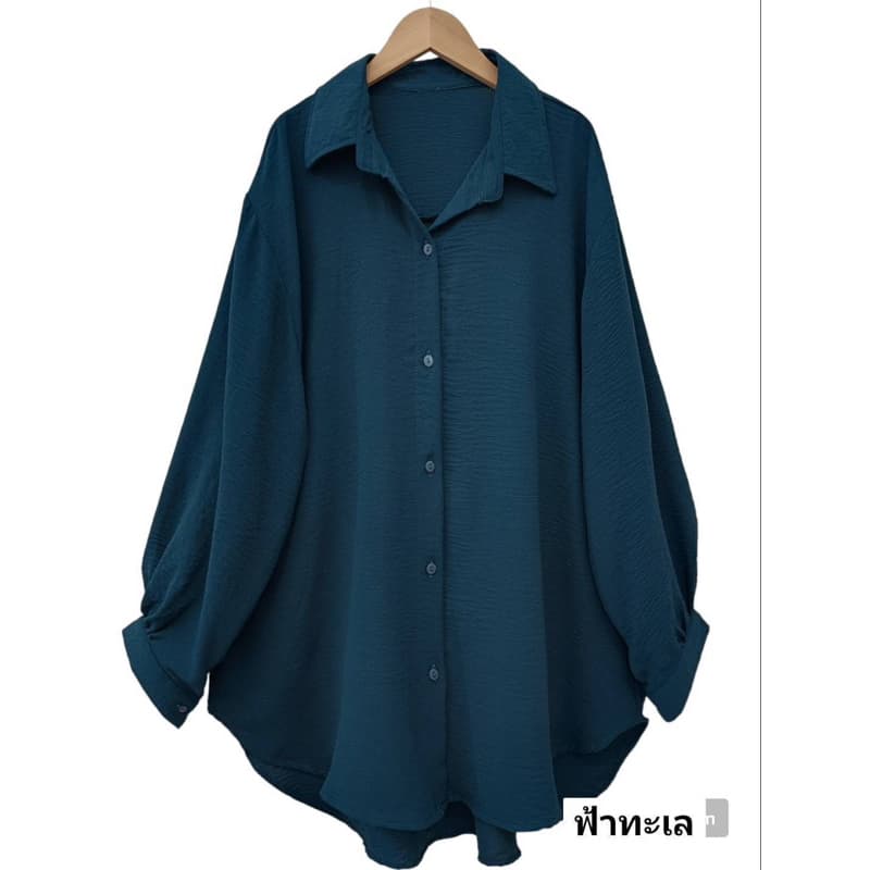 เสื้อเชิ๊ตคอปกบิ๊กไซส์ เสื้อเชิ๊ตทำงานคนอ้วน เสื้อเชิ๊ตสีดำ อก 46-54นิ้ว รูปที่ 7