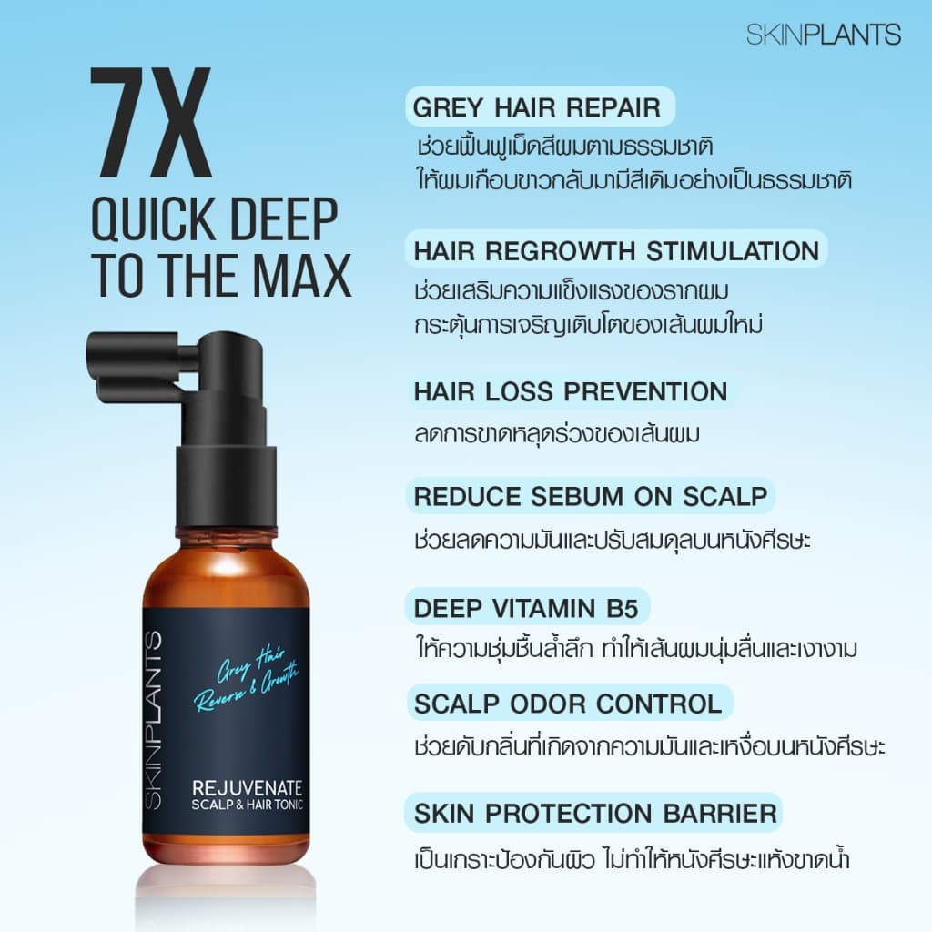 SKINPLANTS REJUVENATE SCALP & HAIR TONIC SERUM เซรั่มบำรุงหนังศีรษะ ลดผมร่วง ลดผมร่วง ลดผมหงอก 33ml. รูปที่ 3