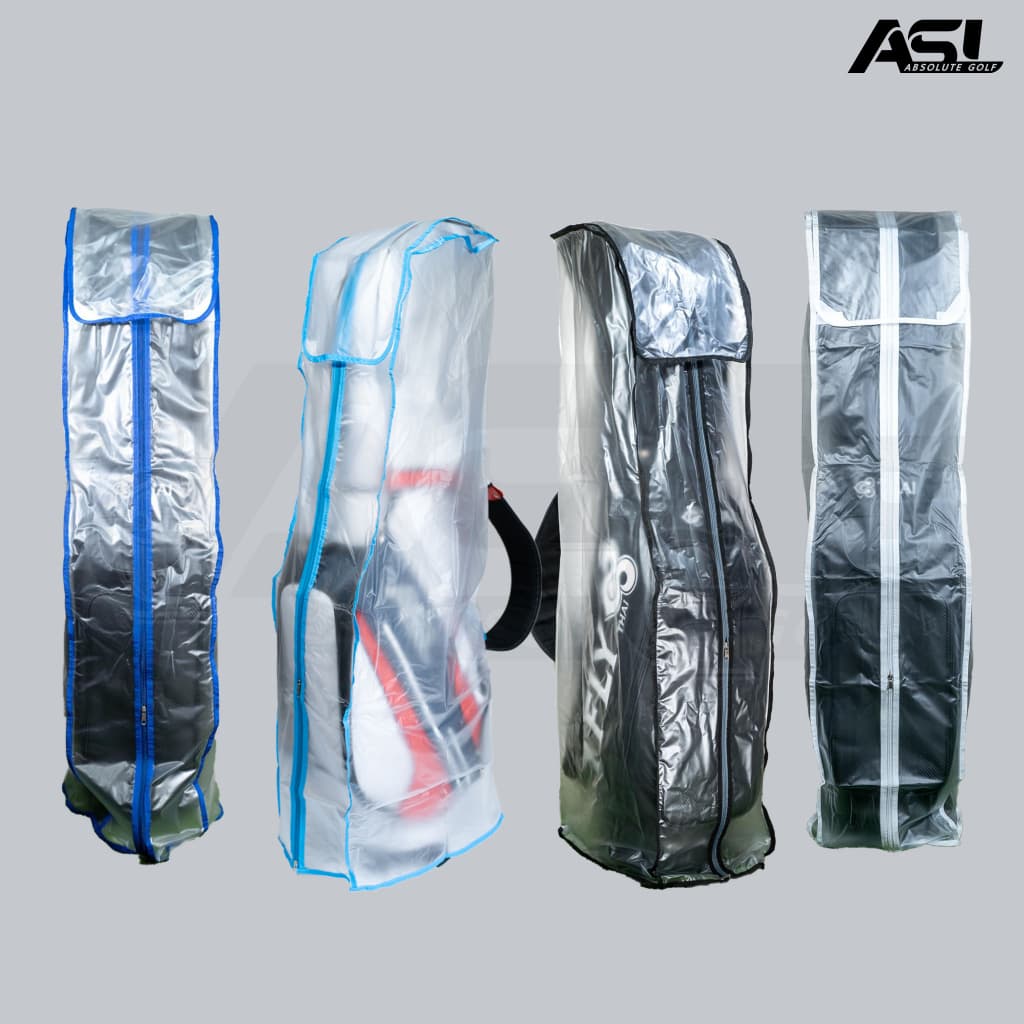 Rain Cover ถุงคลุมถุงกอล์ฟกันฝนแบบใส กันฝนถุงกอล์ฟ เนื้อพลาสติกเหนียวนุ่ม ขอบซิป หลากหลายสี