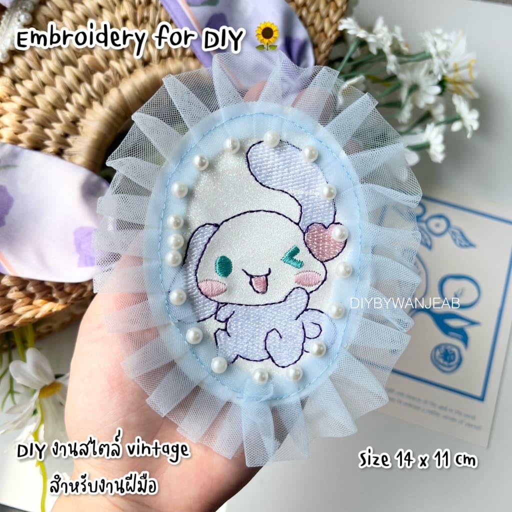 DIY งานสไตล์วินเทจ ลูกไม้ผ้าปักตกแต่งระบาย สำหรับงานฝีมือ ไม่มีกาว กระเป๋า งาน Craft และ อื่นๆ รูปที่ 8
