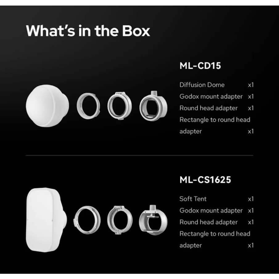 GODOX ML-CS1625/ML-CD15เต็นท์แบบนิ่ม3อะแดปเตอร์สำหรับถ่ายภาพแสงแฟลชสตูดิโอถ่ายภาพบุคคลสตรีมสด รูปที่ 9