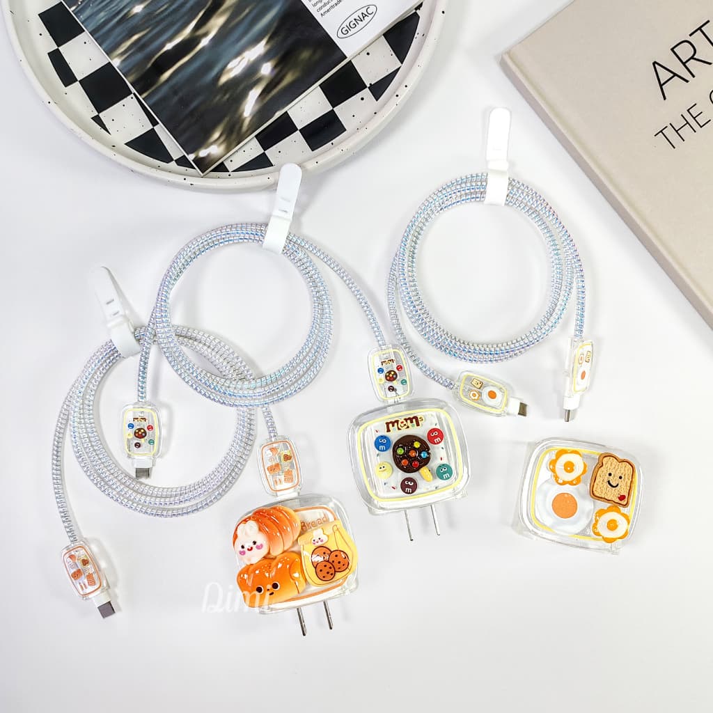 จากไทย ชุดถนอมสายชาร์จเเละหัวชาร์จ สำหรับไอโฟน 20w 18w สายเกรียวพันสายชาร์จ ลายการ์ตูน 35W รูปที่ 4