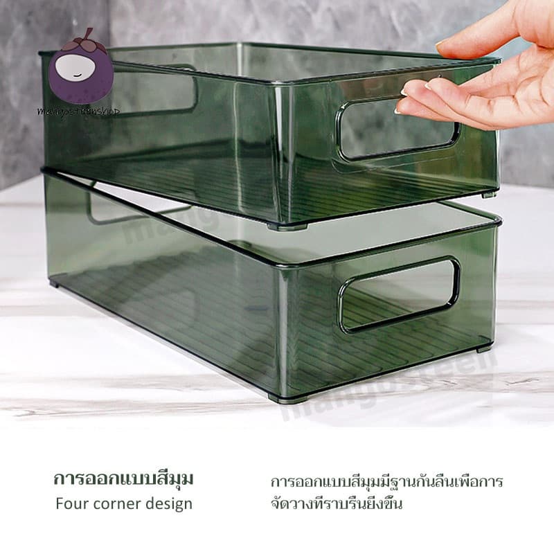 กล่องใส่ของแบบใสก ลิ้นชักใส มีด้ามจับ กล่องเก็บของ วางซ้อนกันได้ ประหยัดพื้นที่ ด้านล่างป้องกันการลื่นไถล รูปที่ 8