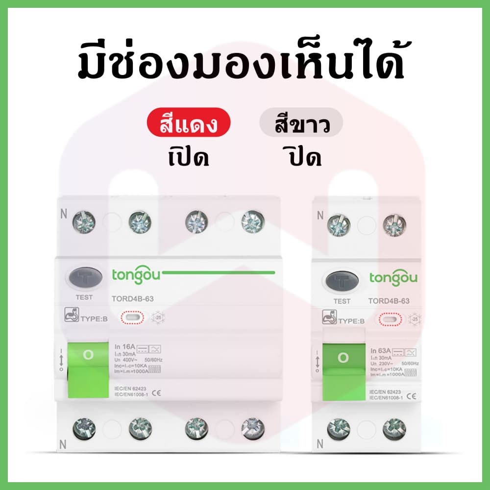 RCCB RCD Type B + MCB เบรคเกอร์กันดูดกันรั่ว ติดตั้งรถไฟฟ้า EV charger Tongou เบรคเกอร์ Type B 2P 4P รูปที่ 5