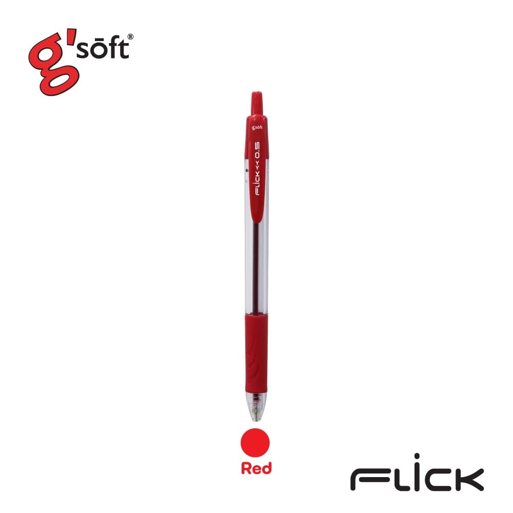 g'soft ปากกาลูกลื่นเจล FLICK 0.5mm ปากกาแบบกด แพ็ค 2ด้าม รหัส FLICK รูปที่ 3