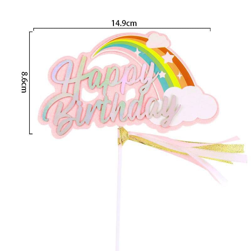 ป้ายปักเค้ก happy birthday สายรุ้ง รูปที่ 5