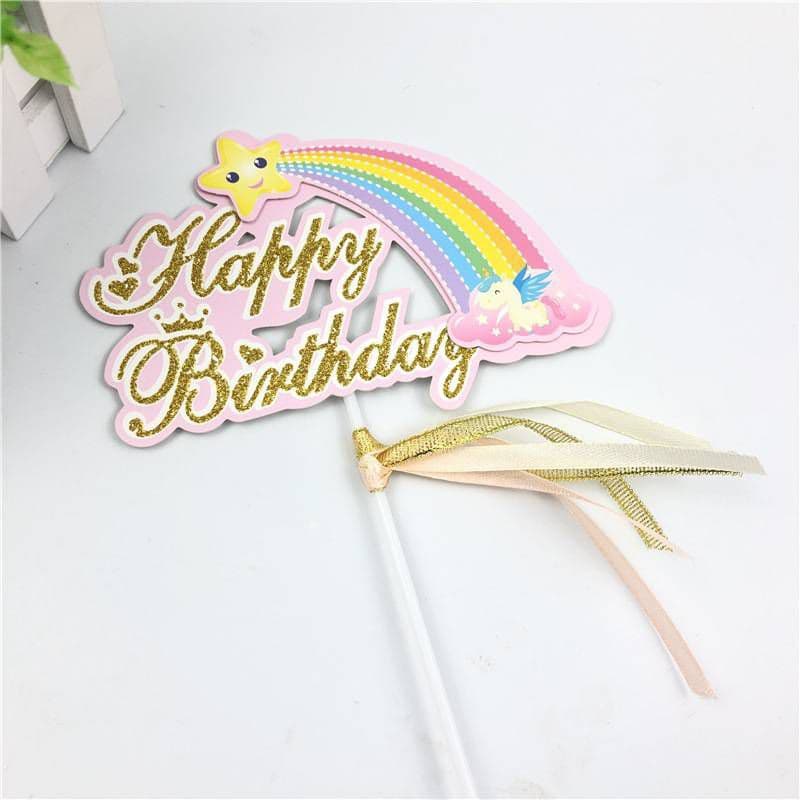 ป้ายปักเค้ก happy birthday สายรุ้ง รูปที่ 4