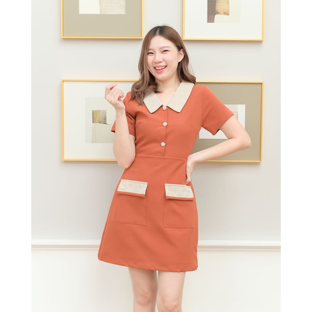 Mulberry dress - ชุดเดรสทำงาน ชุดทำงานผู้หญิง เดรสคอปก มีกระเป๋า สวยสุภาพ - CRAYONBRAND รูปที่ 6