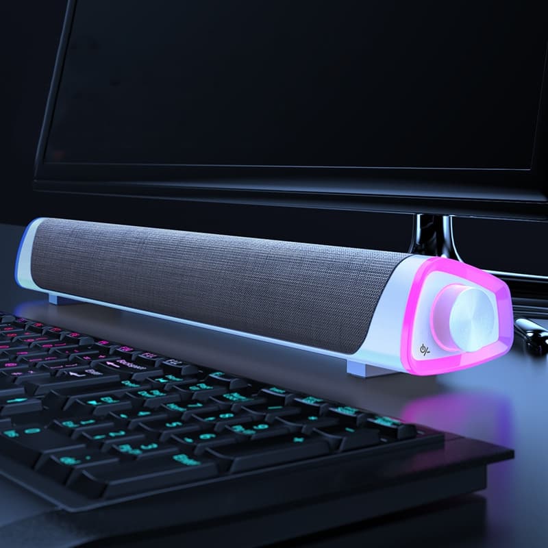 ลำโพงตั้งโต๊ะ/แล็ปท็อป Speaker เสียงบลูทูธ RGB ลำโพงคู่/วูฟเฟอร์ การเชื่อมต่อแบบมีสาย + บลูทูธ รูปที่ 3