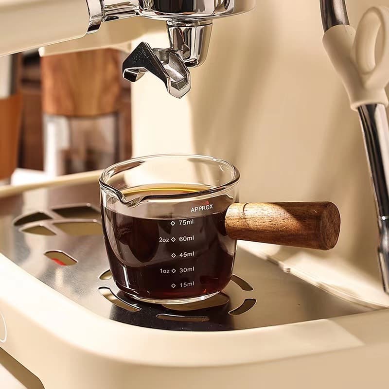 ThaiTop แก้วตวง กาแฟ ด้ามไม้ สองปากเท แก้วช็อต 75 มิลลิลิตร รูปที่ 8