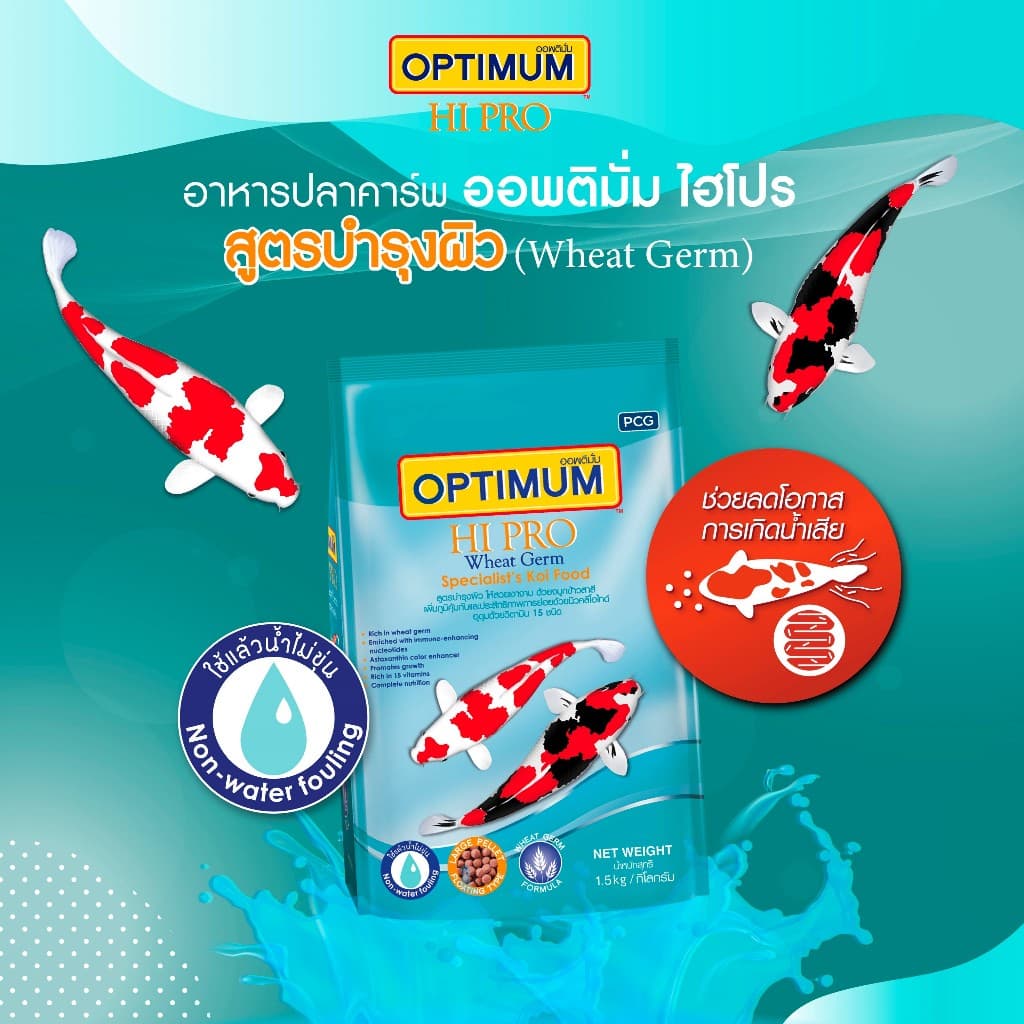 ออพติมั่ม ไฮโปร อาหารปลาคาร์พ Wheat Germ ขนาด 15 กก. รูปที่ 2