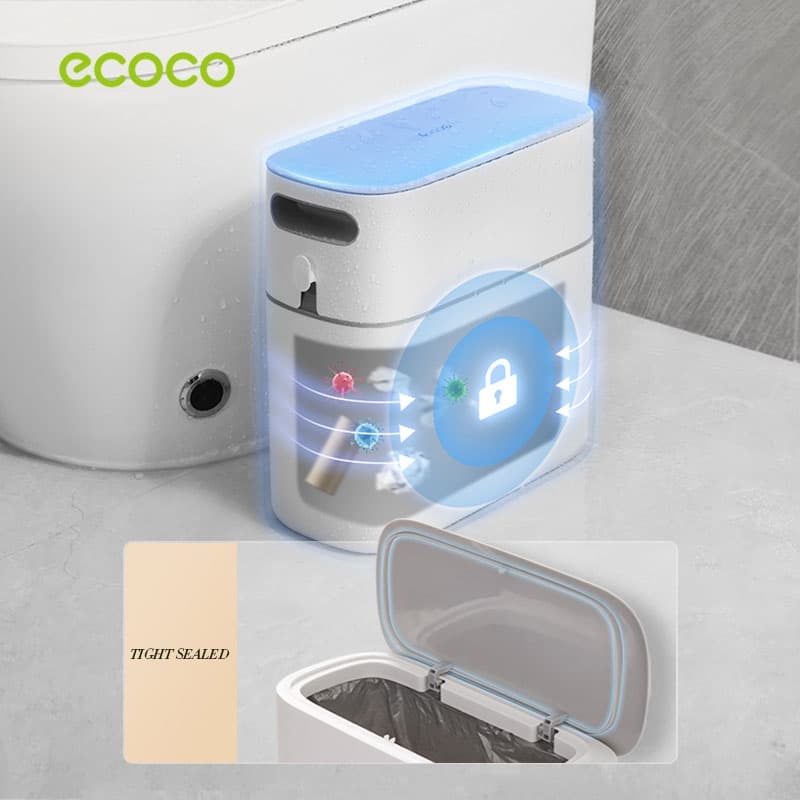 ECOCO ถังขยะ 8 ลิตร 12 ลิตร ถังขยะในห้องน้ำ ในตัวสองชั้น เปิดเพียงคลิกเดียว ถุงขยะ รูปที่ 3