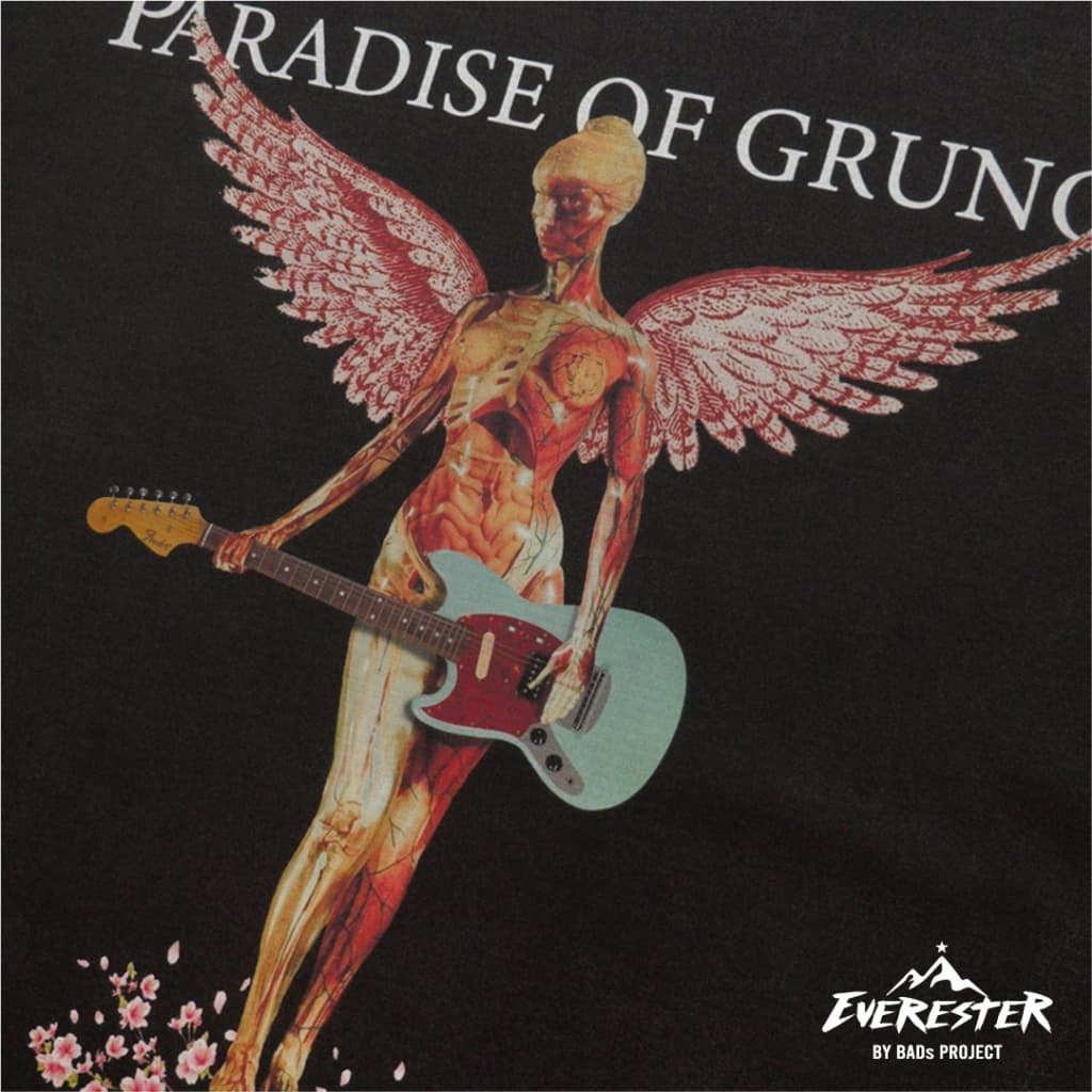 EVERESTER เสื้อคอฟิต อก 42"- 52" ฟอก เฟดเทาดำ Heavy Cotton 100% Oversize รุ่น Paradise ฟอกเทาดำ FED รูปที่ 2
