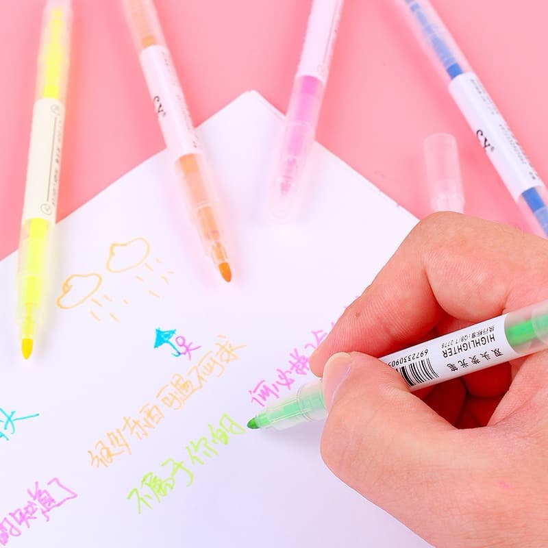 ในไทยปากกาไฮไลท์ 6 สี มี 2 หัว ปากกาเน้นข้อความ รูปที่ 2
