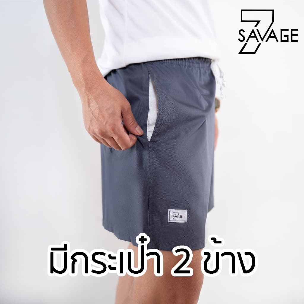 กางเกงขาสั้น เอว 24 - 55” เอวยางยืด S/M/L/XL/2XL/3XL สีพื้น unisex Oversize คนอ้วนใส่ได้ ทรงBang รูปที่ 3