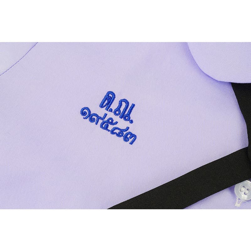 ชุดเครื่องแบบโรงเรียนไทยสามชุดเสื้อเชิ้ตหญิงแขนสั้นธีมไทยเสื้อเชิ้ตสีม่วงอ่อน +กระโปรงเครื่องแบบนักเรียนสไตล์วิทยาลัยพร้ รูปที่ 4