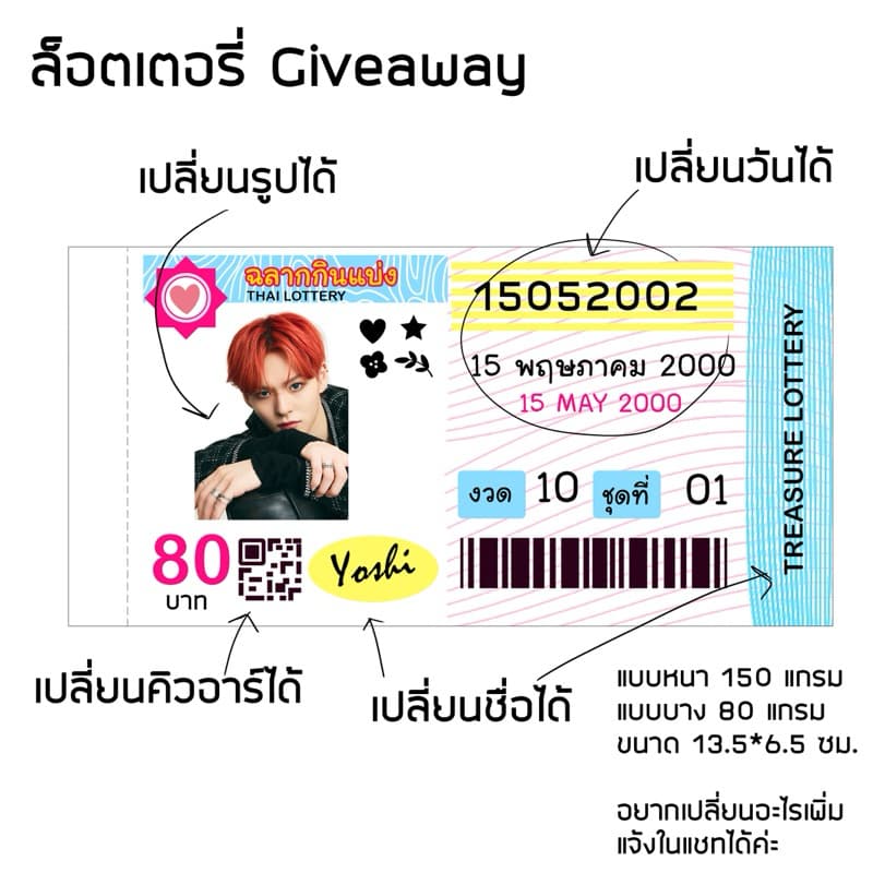 สินค้า giveaway เงินปลอมหน้าศิลปิน แบงค์ปลอมหน้าตัวเอง ตั๋วหนัง ล็อตเตอรี่ เปลี่ยนรูปได้ สั่งทำไปแจกหน้าคอน แจกเพื่อน รูปที่ 7