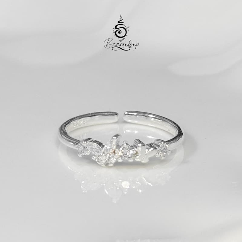 ผ่านพิธี แหวนมูรุ่น lucky passion เสริมการเรียน การงาน เงินดีงานเด่น ชุบเงินแท้92.5% ประดับเพชร cz รูปที่ 6