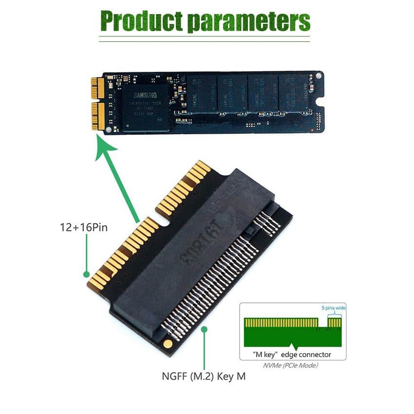 การ์ดอะแดปเตอร์แปลง ตัวแปลง SSD m.2 NVME เหมาะกับMacbook Air/Pro 2013 2014 2015 2016 2017 ร้านอยู่ที่ไทย รูปที่ 2