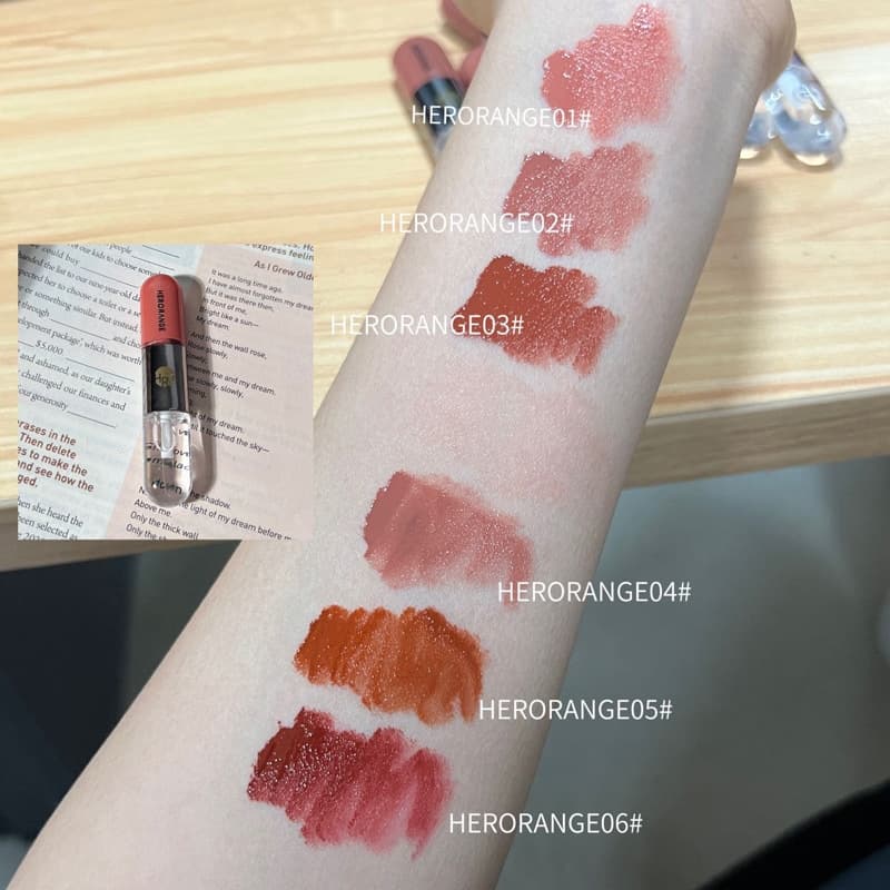 หนึ่งแท่ง ผลลัพธ์คู่ HERORANGE ลิป ลิปกลอส เนื้อนุ่มและเนียน ลิป ออยล์ รูปที่ 7