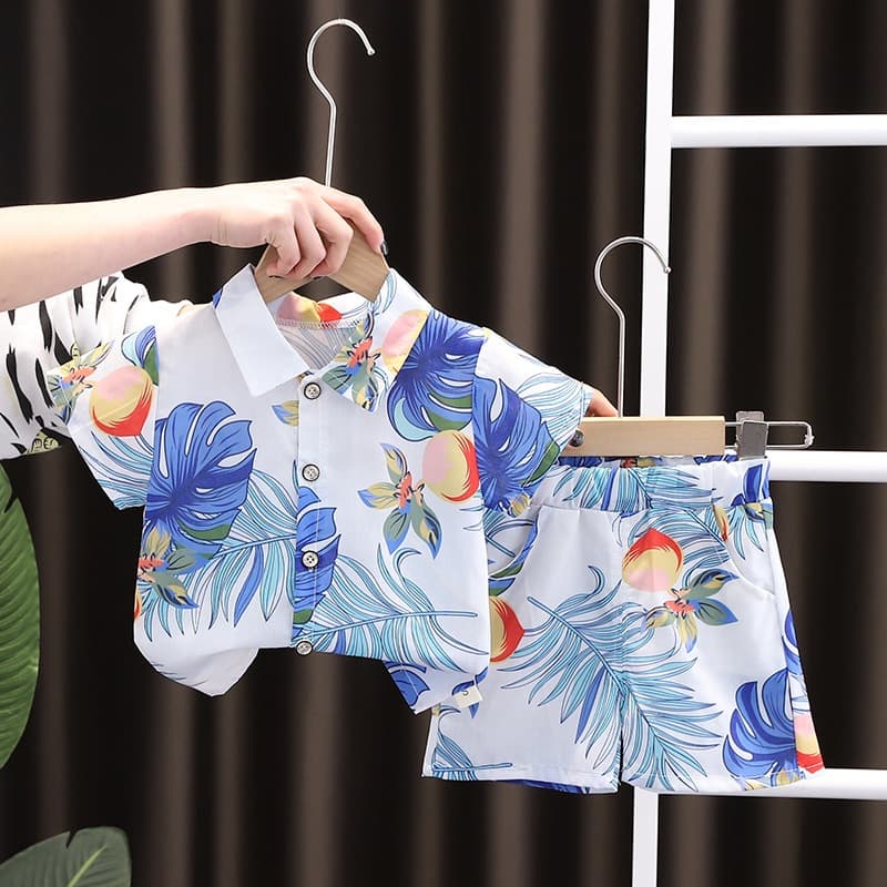 ชุดเสื้อฮาวาย ชุดเสื้อเชิ้ตเด็ก เสื้อ +กางเกง ลายสวย ผ้านิ่ม ใส่เที่ยวสวยมากๆ ไซส์80-160 รูปที่ 4