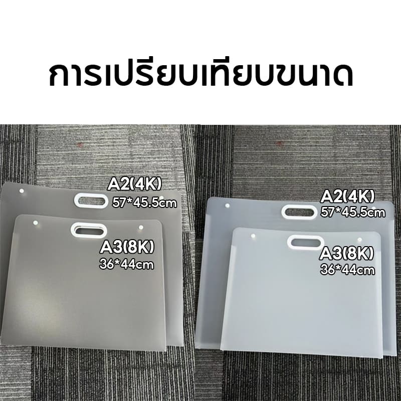 โฟลเดอร์ภาพวาด A2/A3 ถุงเก็บของ แบบพกพา PP โฟลเดอร์ แฟ้มโชว์เอกสาร จัดเก็บกระดาษวาดภาพ คอลเลกชันงานศิลปะ รูปที่ 5