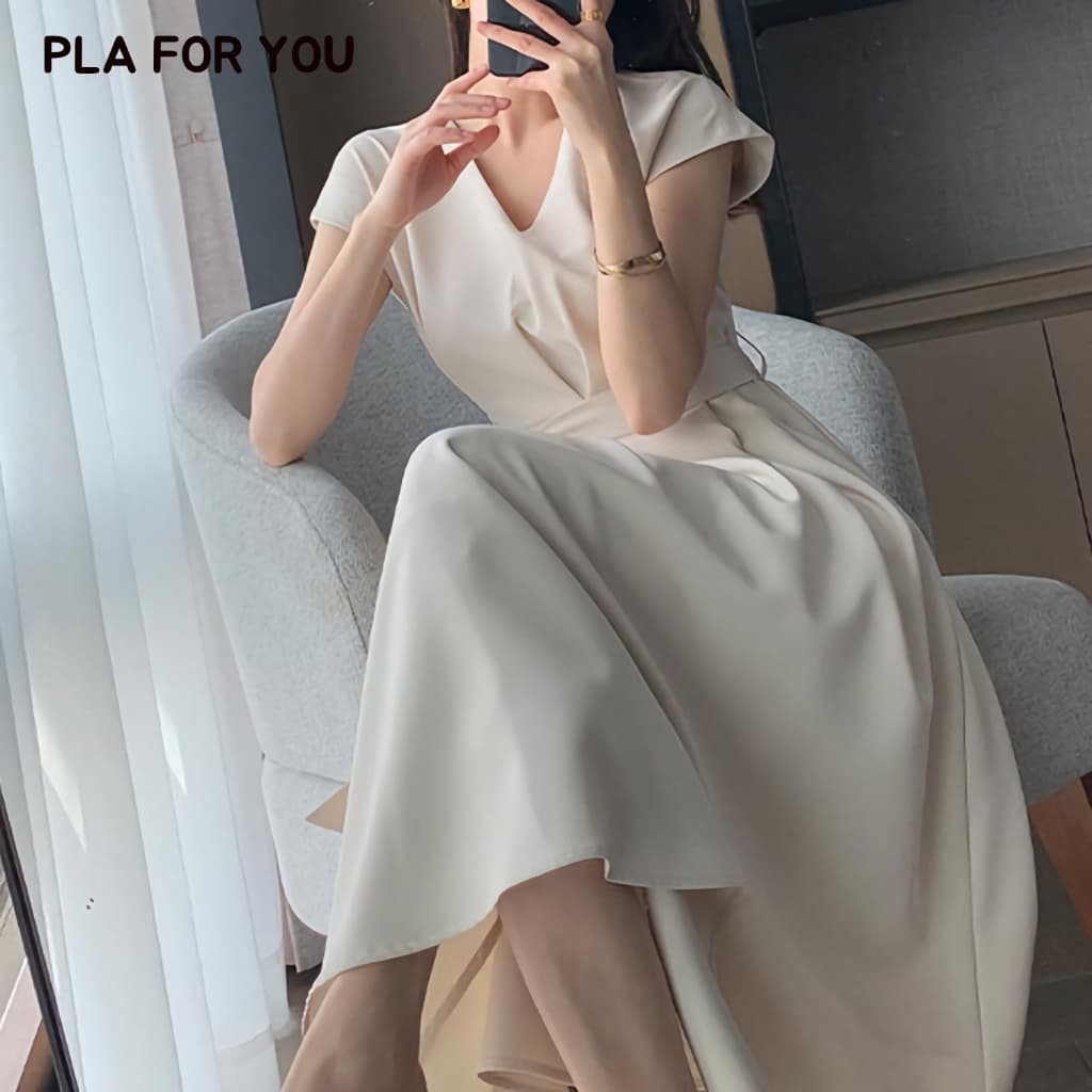 S-5XLเดรสยาว คอวี มีเชือกผูกเอวเข้ารูป พรางหุ่น เหมาะสำหรับสาวอวบ พลัสไซซ์ เดรสออกงาน ใส่สบาย รูปที่ 2