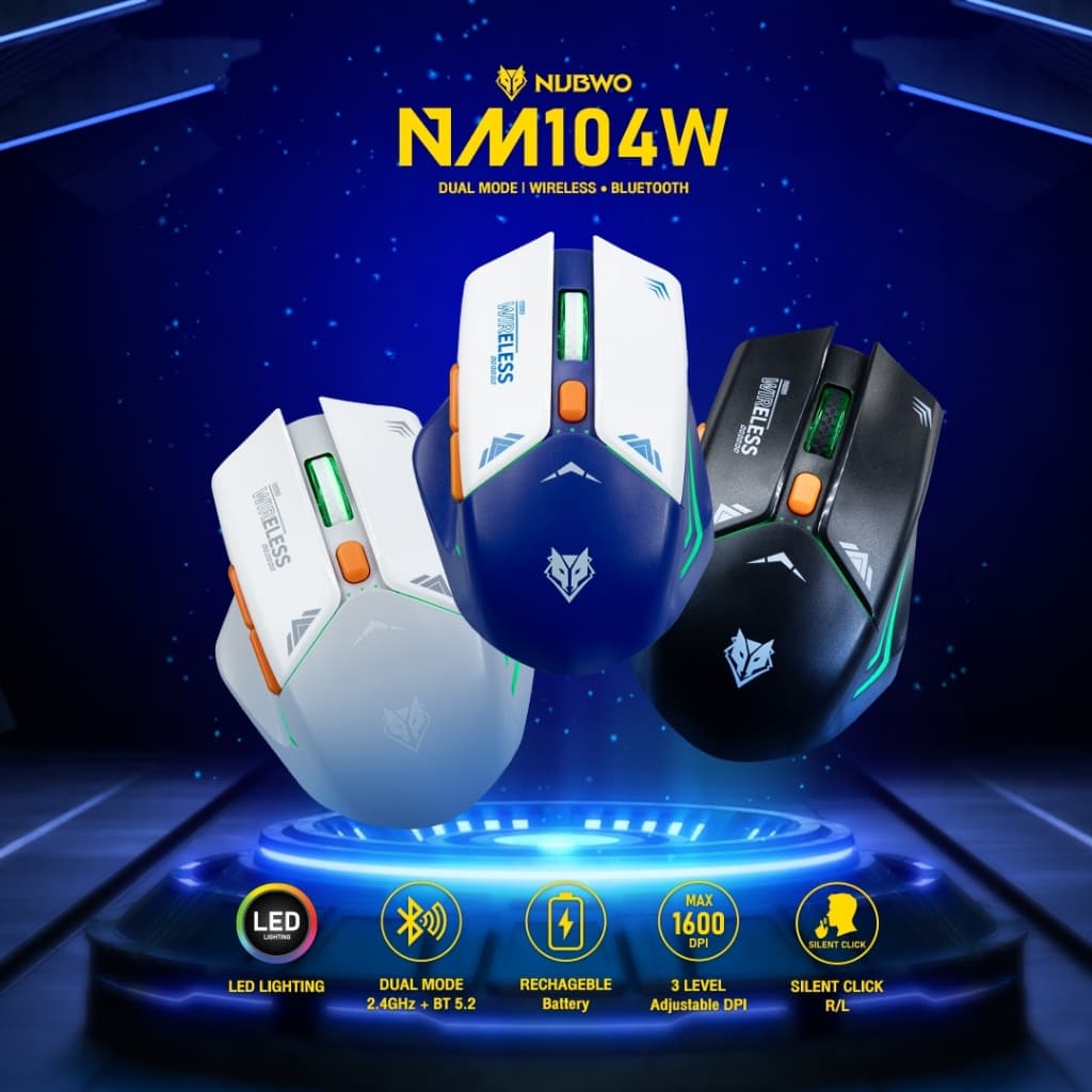 Nubwo เมาส์เกมมิ่งไวเลส บลูทูธ รุ่น NM-104W เสียงเงียบ ไฟ LED ปรับ DPI ได้ รูปที่ 1