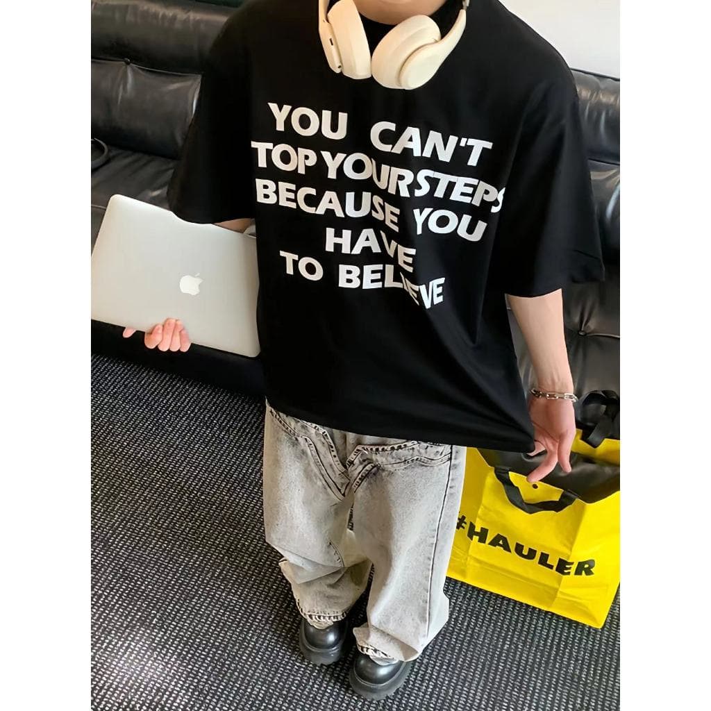 Angle Official เสื้อยืดผู้หญิง Oversize เสื้อแขนสั้น สไตล์มินิมอล ใส่สบาย แฟชั่นเกาหลี T84 รูปที่ 2