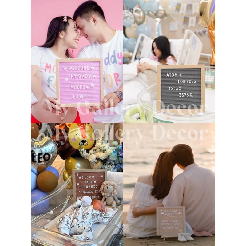 กระดานอักษร ไม้โอ็คแท้100% ลายไม้สวย เรียบ ไม่ด่าง ฟรี!!ชุดอักษรสีขาว x2,ขาตั้งไม้, ถุงผ้าเก็บอักษร นำไปติดข้อความได้เอง รูปที่ 4