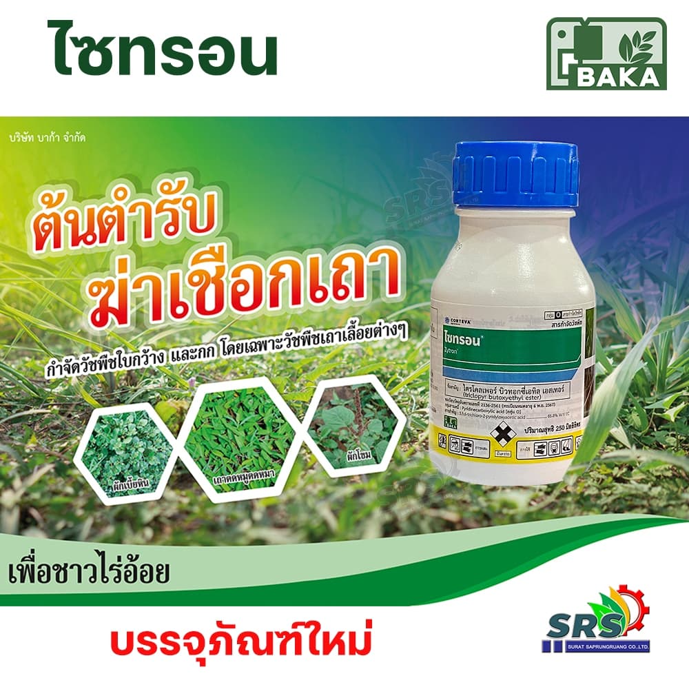 ไซทรอนสารกำจัดวัชพืช 250cc.กำจัดวัชพืชใบกว้างเชือกเถาว์ทุกชนิดใน ไร่อ้อย นาข้าว ตอไม้ รูปที่ 4