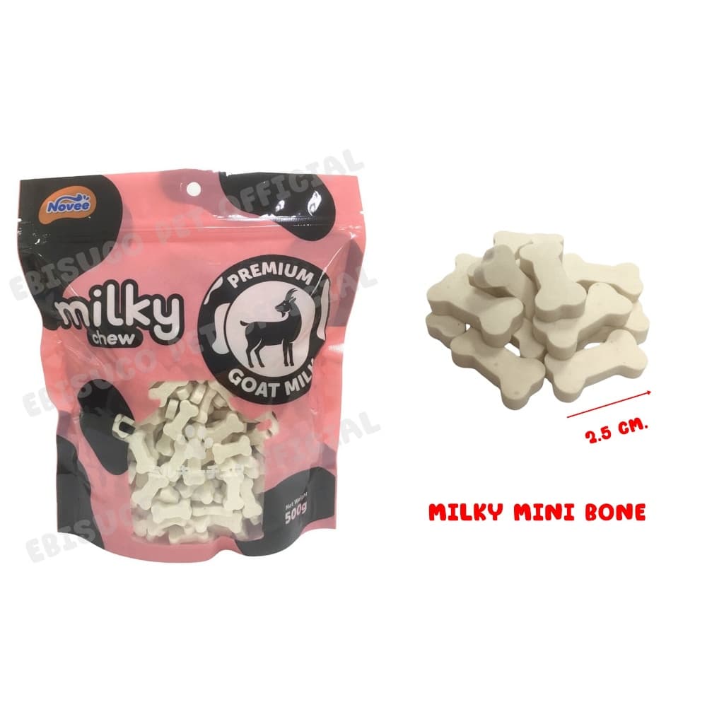 9928 Novee milky chew GOAT MILK MINI BONE/โนวี่ มิวกี้ชิว โกทมิลค์ มินิโบน 500 กรัม ***1แถม1 138บาท รูปที่ 2