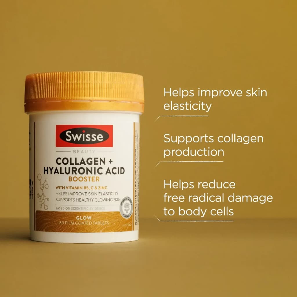 Swisse Collagen+Hyaluronic Acid 80 เม็ด คืนความเปล่งปลั่ง ชุ่มชื้นและมีออร่าขาวใส EXP06/2027 รูปที่ 4