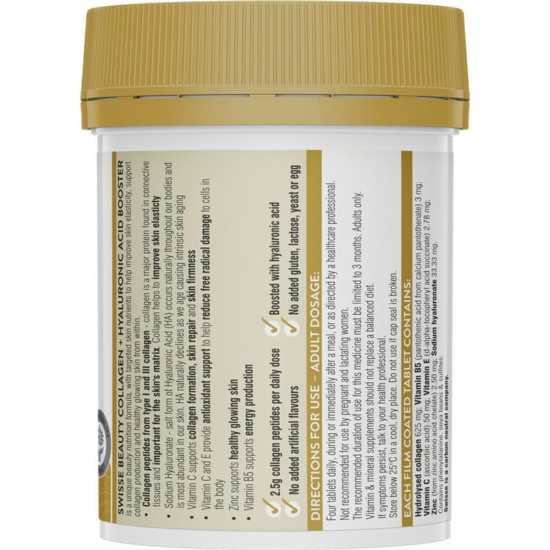 Swisse Collagen+Hyaluronic Acid 80 เม็ด คืนความเปล่งปลั่ง ชุ่มชื้นและมีออร่าขาวใส EXP06/2027 รูปที่ 3