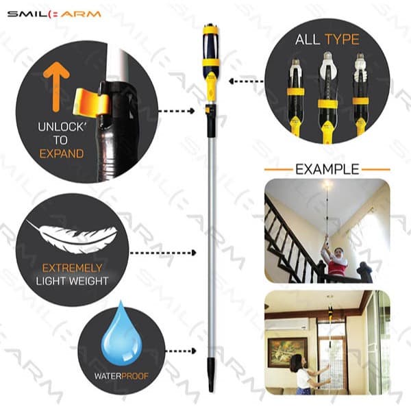 SmileArm® จับหลอดไฟ กลไกวงแหวนปรับระดับ เปลี่ยนหลอดไฟดาวไลท์ รูปที่ 3
