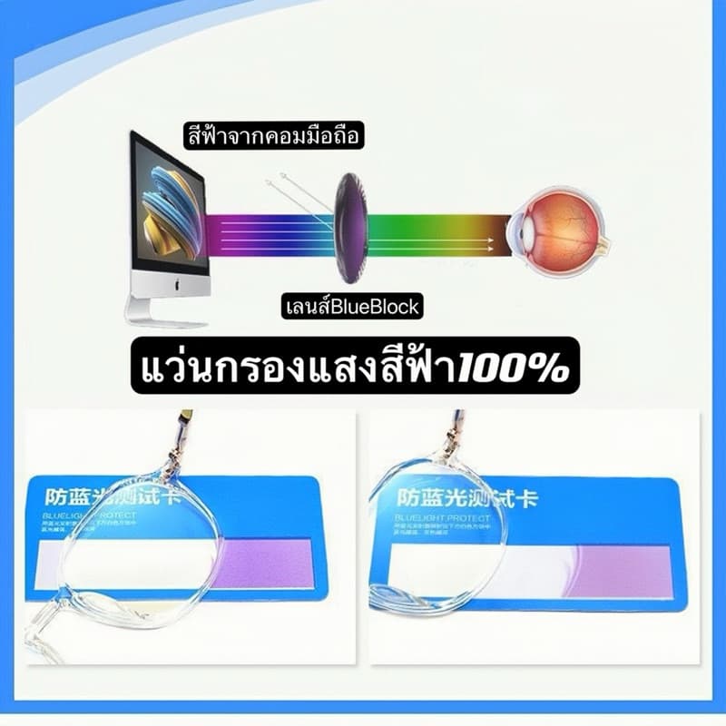 แว่นแฟชั่น แว่นไร้ขอบ 66228 ปรับแสงเลนส์Auto ได้เปลี่ยนสีเมื่อออกแดด เลนส์BlueBlockด้วย กรองแสงสีฟ้า100%จากคอมมือถือ รูปที่ 4