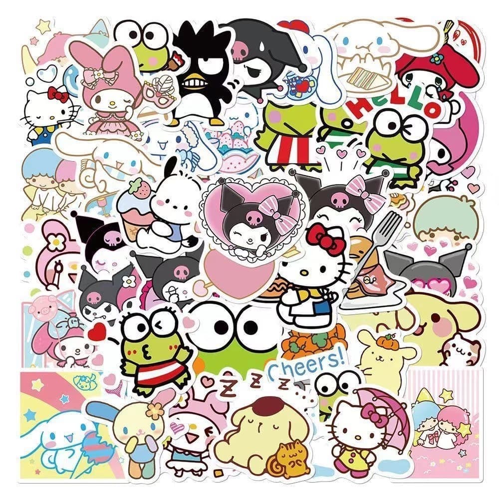 100แผ่น น่ารัก sanrio การ์ตูน สติ๊กเกอร์ สําหรับตกแต่งกระเป๋าเดินทาง iPad ตู้เย็น ถ้วยน้ำ แล็ปท็อป กีตาร์ DIY รูปที่ 2